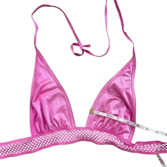 Iheartrave Pink Festival Crop Halter Top, Small Adjustable Rave Y2K Mesh - Picture 9 of 10